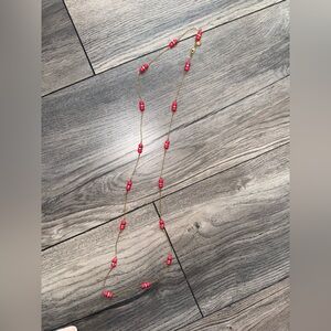 Gold and Pink Beaded Necklace